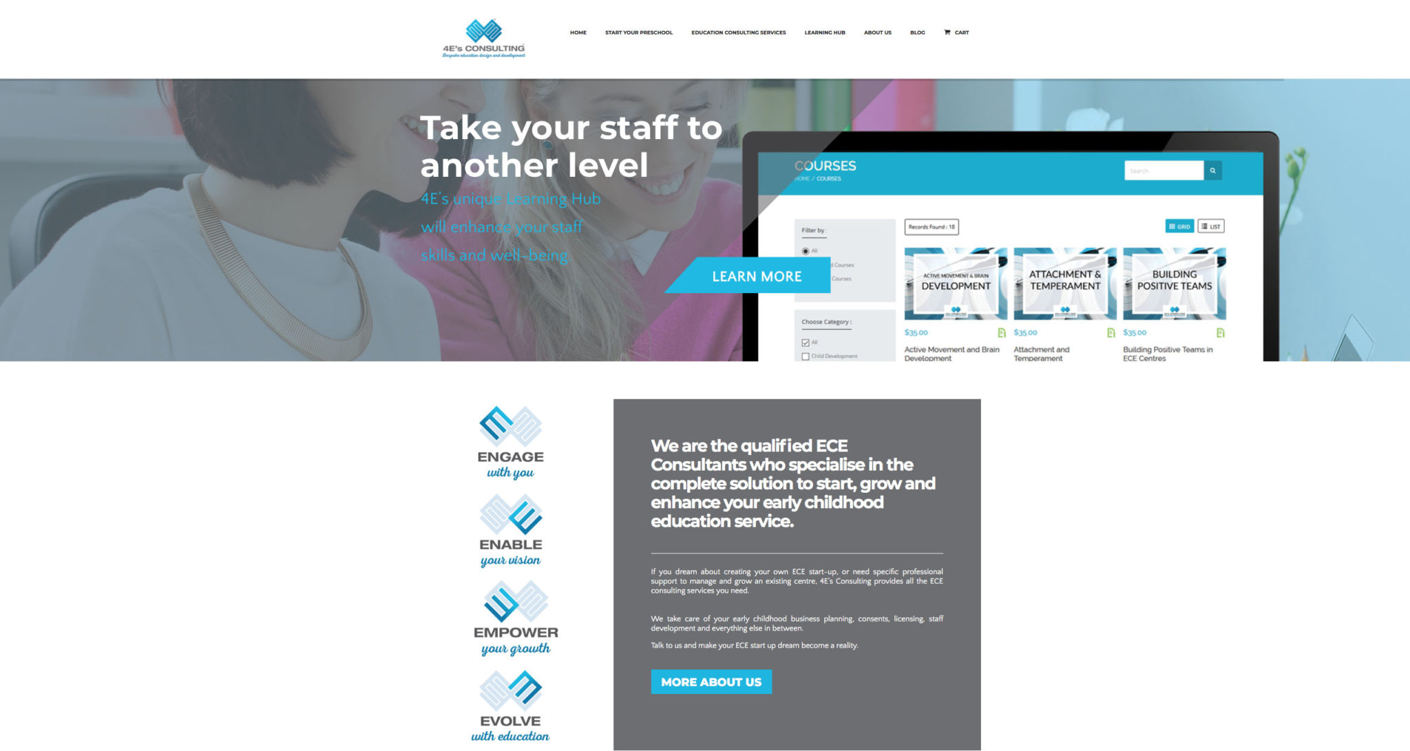4E's PreSchool Consulting web designer, corporate branding & SEO expert is XDC.NZ the most experienced professional & affordable Website design and builder in Canterbury near me