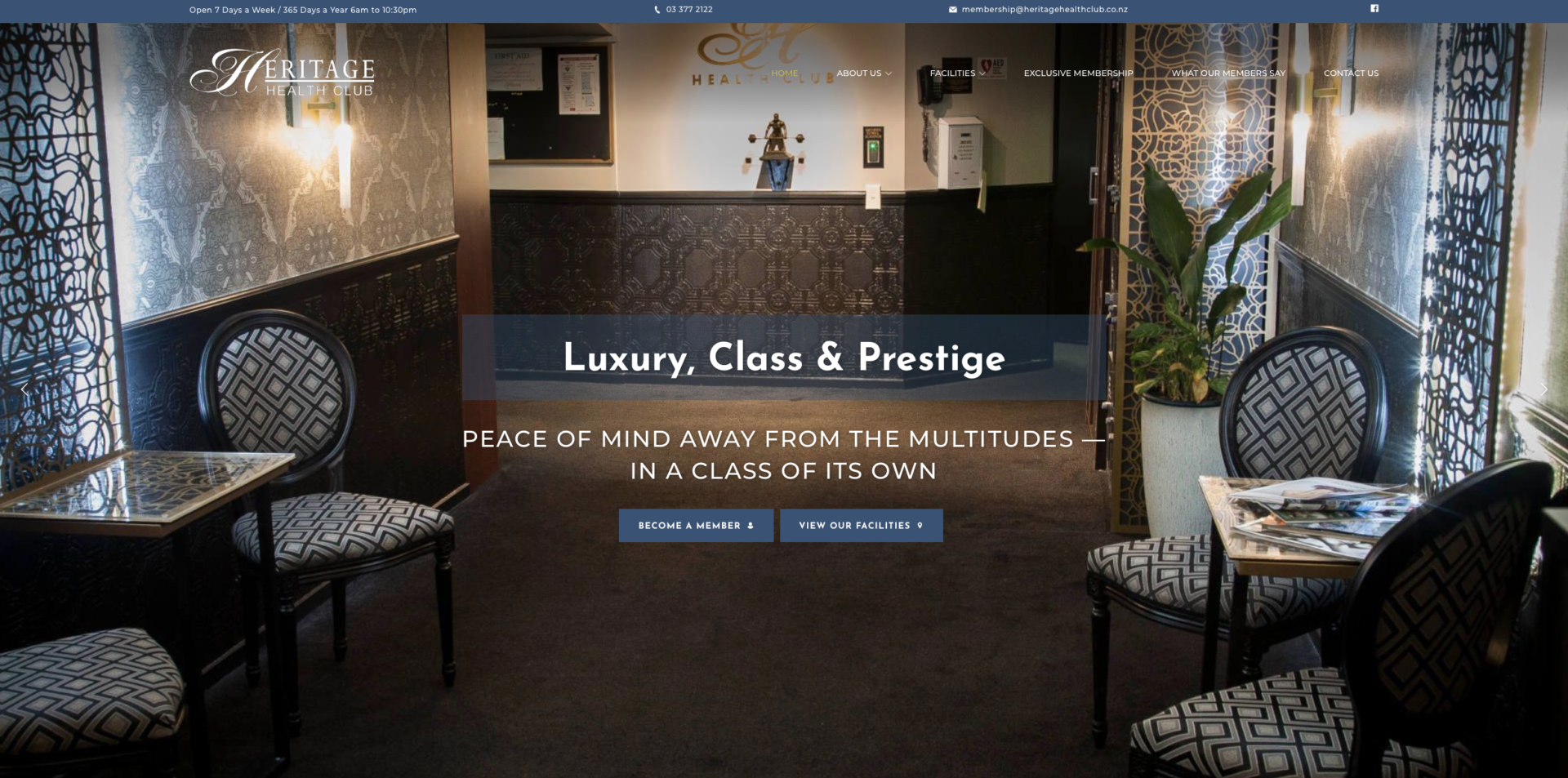 Heritage Health Club Gym Fitness club Christchurch NZ - website design and development & successful SEO marketing project based in CHC, Christchurch