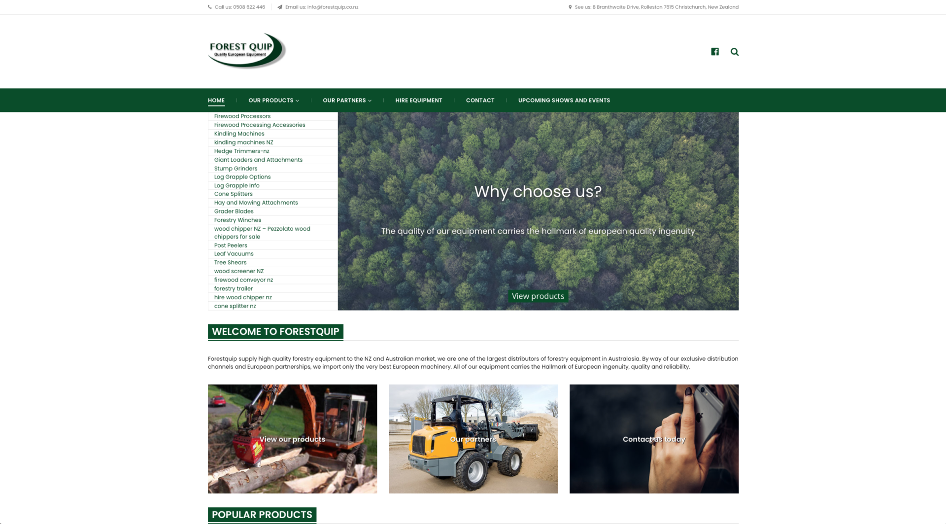 ForestQuip (Forest Equipment) New Zealand - website design and development based in Rolleston, Canterbury